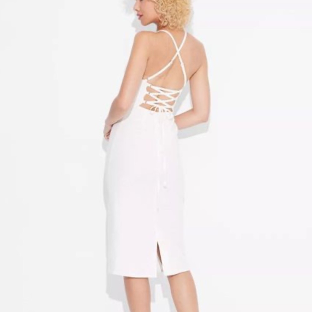 Wild Fable Women’s Linen Lace Back Midi Dress in Ivory Size 0